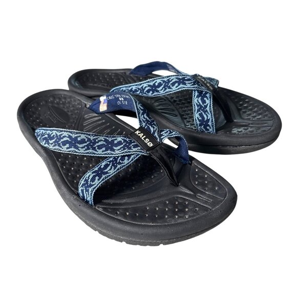 Kalso Cabo San Lucas 2 Earth Flip Flop 8B Sandals Womens Navy Light Blue - Picture 1 of 10
